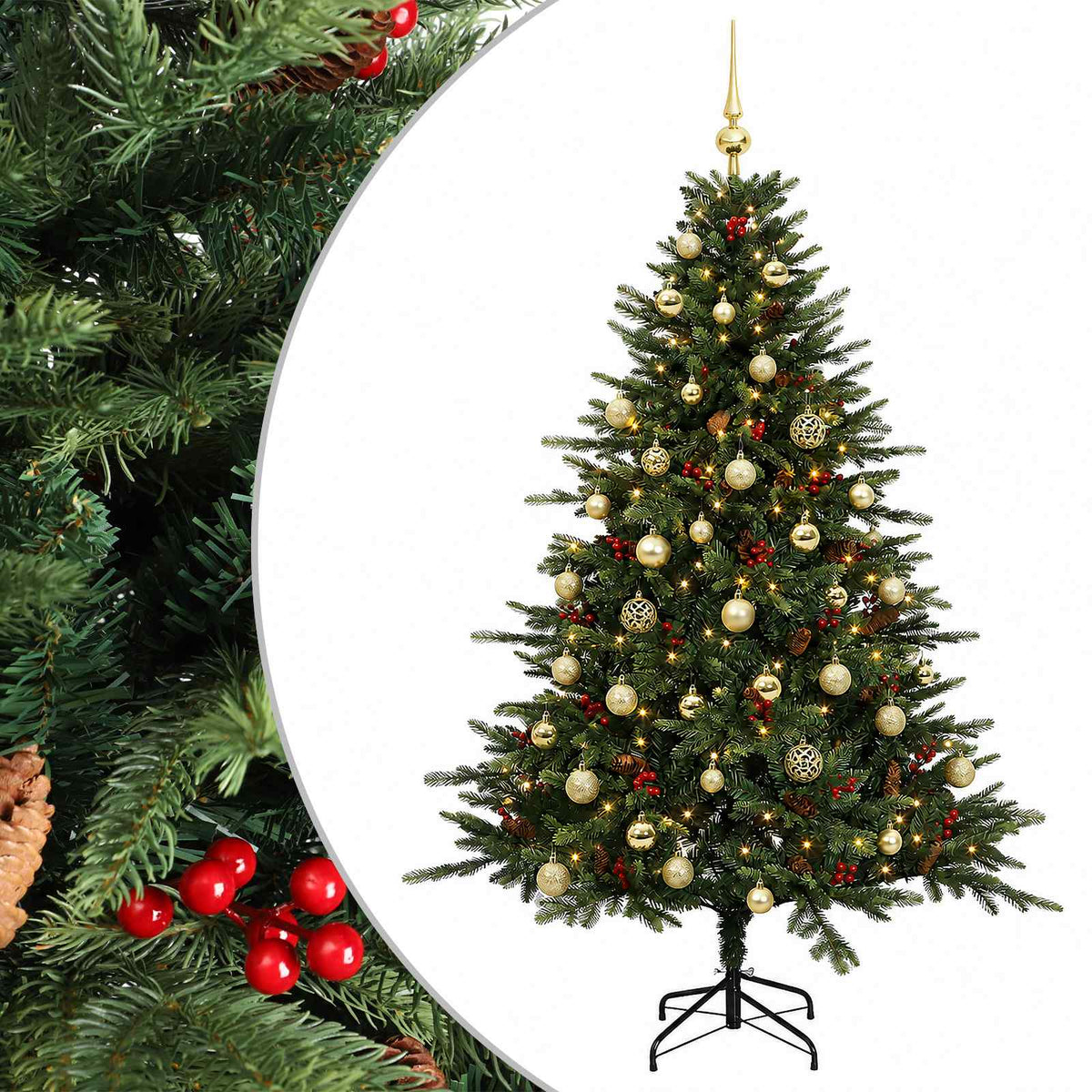 vidaXL Sztuczna choinka z bombką 120 cm 150 LED Ciepła biel