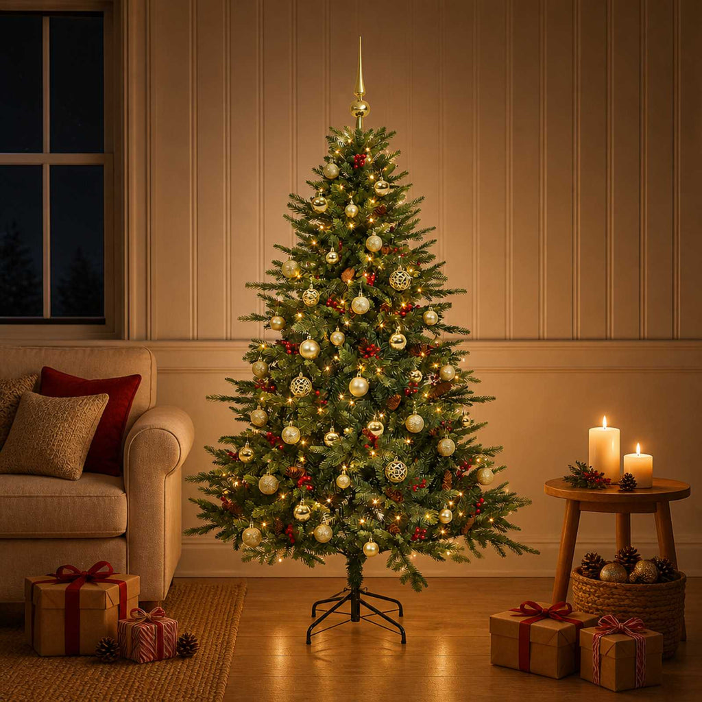 vidaXL Sztuczna choinka z bombką 120 cm 150 LED Ciepła biel
