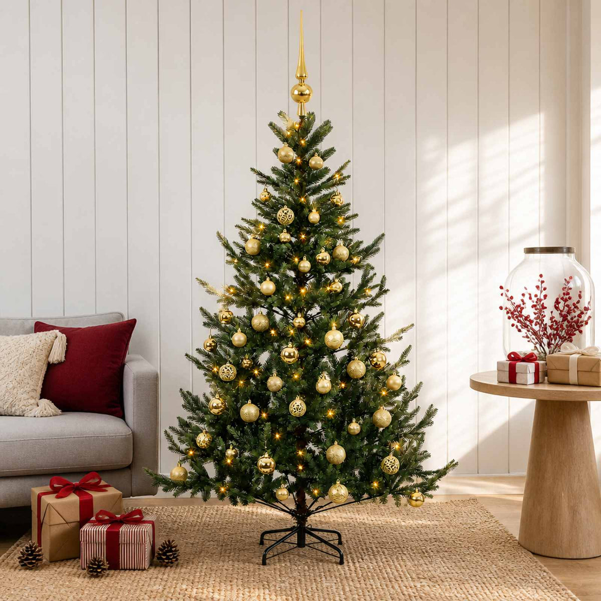 vidaXL Sztuczna choinka z bombką 120 cm 150 LED Ciepła biel