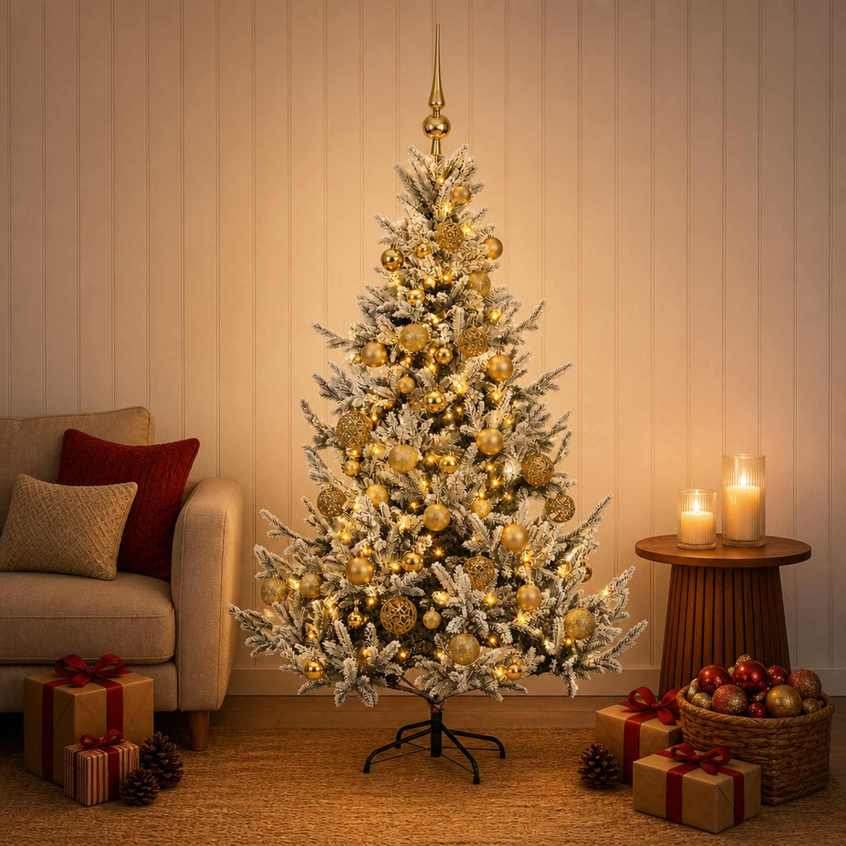 vidaXL Sztuczna choinka z bombką 150 cm 150 LED Ciepła biel