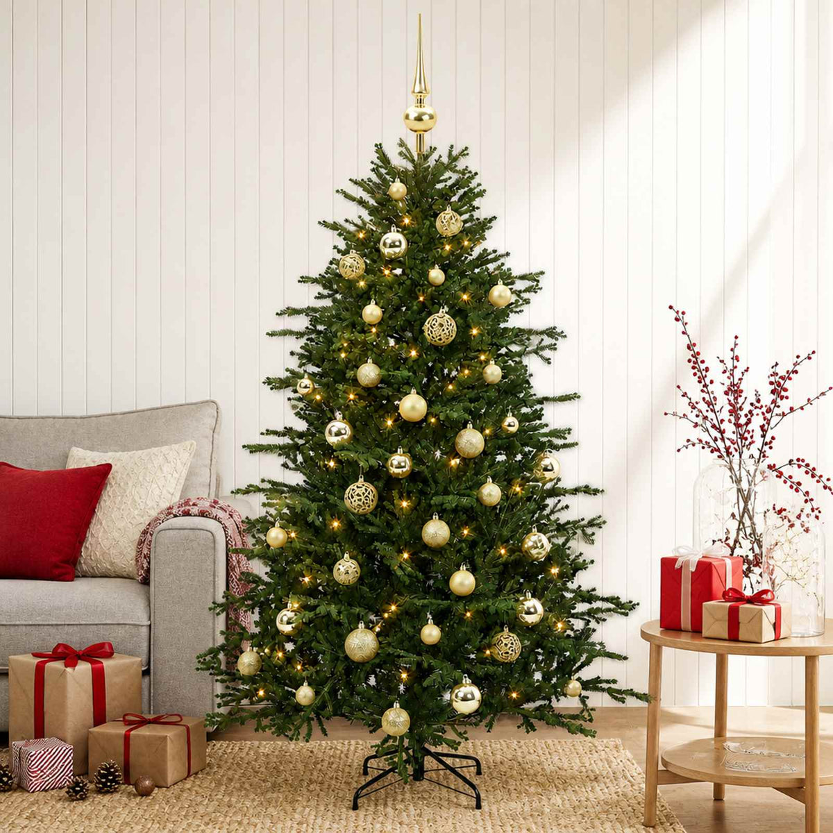vidaXL Sztuczna choinka z bombką 150 cm 150 LED Ciepła biel