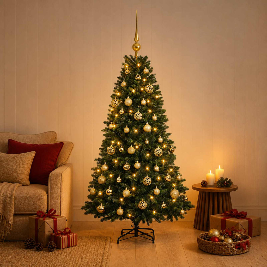 vidaXL Sztuczna choinka z bombkami 120 cm 150 LED Ciepła biel