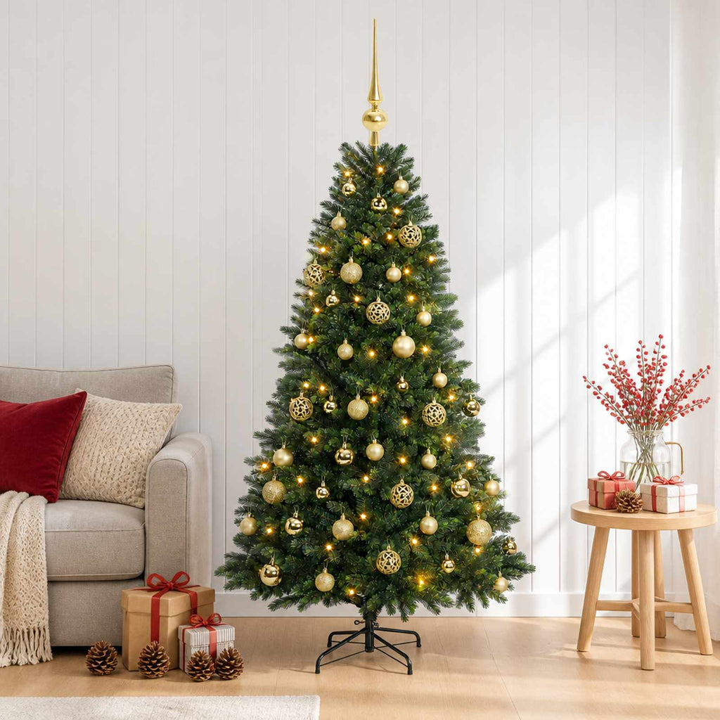 vidaXL Sztuczna choinka z bombkami 120 cm 150 LED Ciepła biel