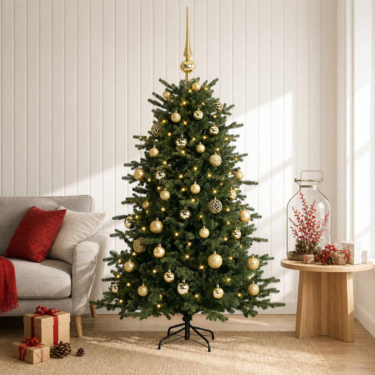 vidaXL Sztuczna choinka z bombką 150 cm 150 LED Ciepła biel
