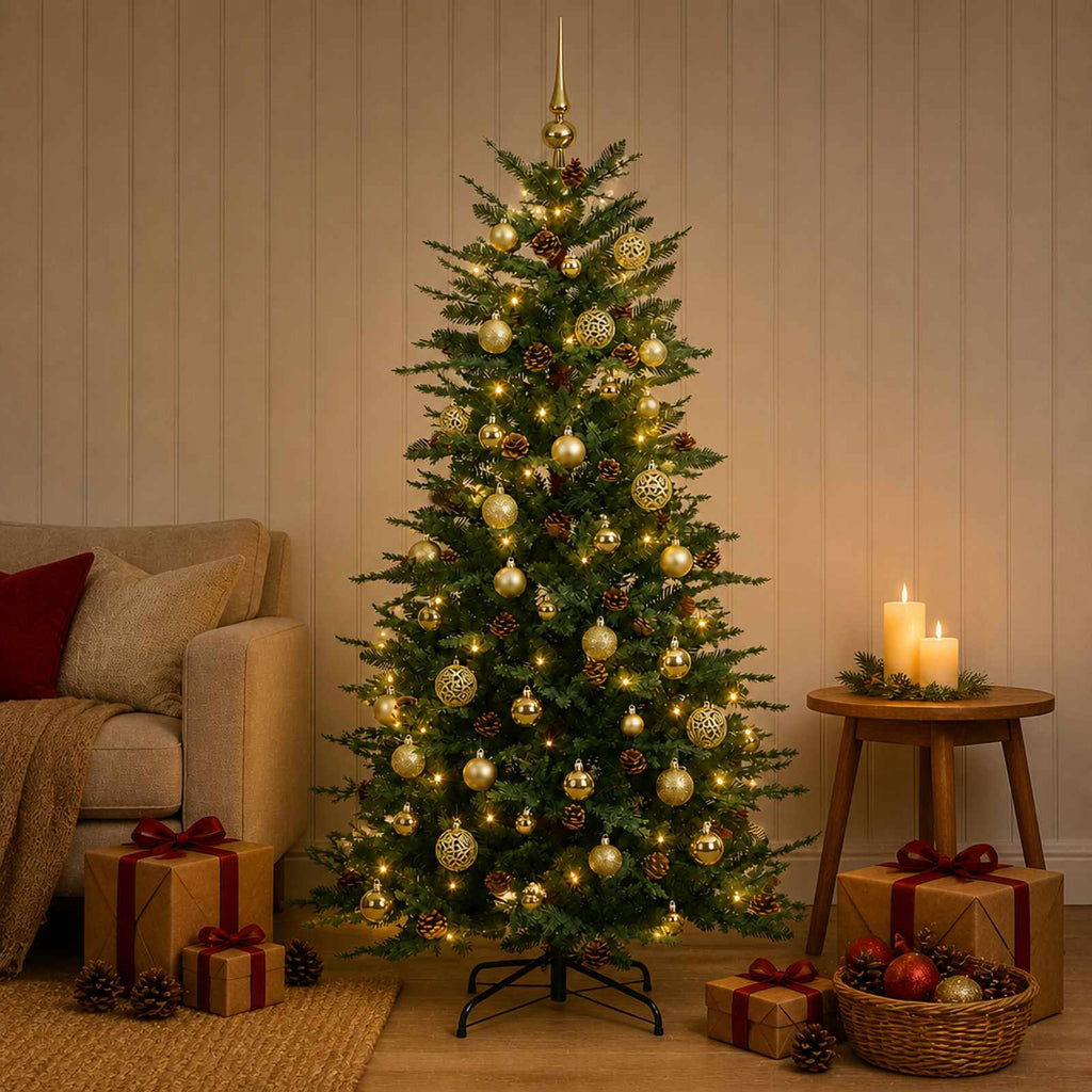 vidaXL Sztuczna choinka z zawiasami 150 cm 150 LED Ciepła biel