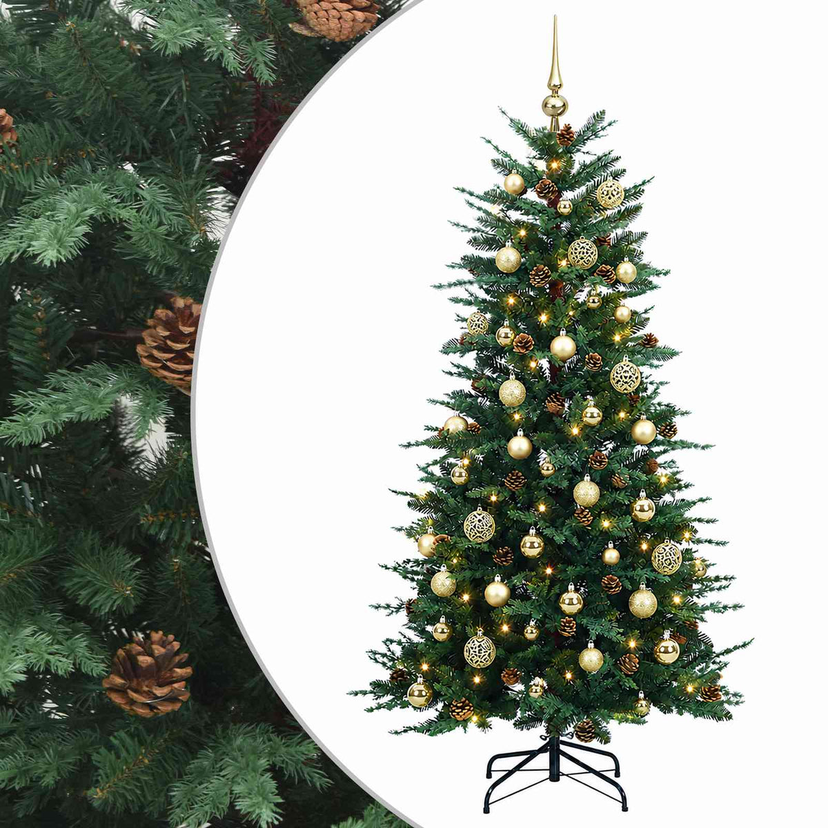 vidaXL Sztuczna choinka z zawiasami 150 cm 150 LED Ciepła biel