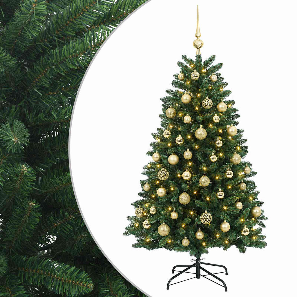 vidaXL Sztuczna choinka, średniozielona, z bombkami 150 cm 150 LED