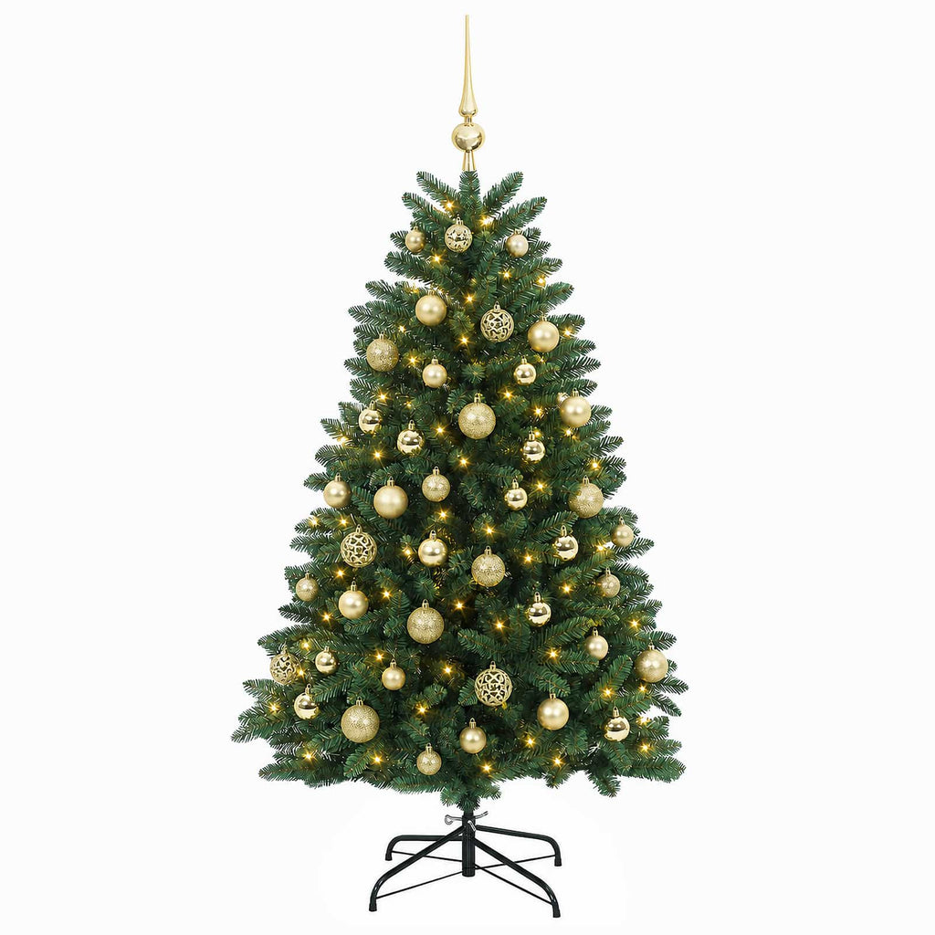 vidaXL Sztuczna choinka, średniozielona, z bombkami 150 cm 150 LED