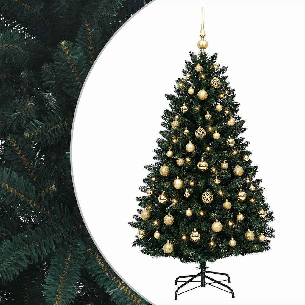 vidaXL Sztuczna choinka ciemnozielona z bombkami 150 cm 150 LED