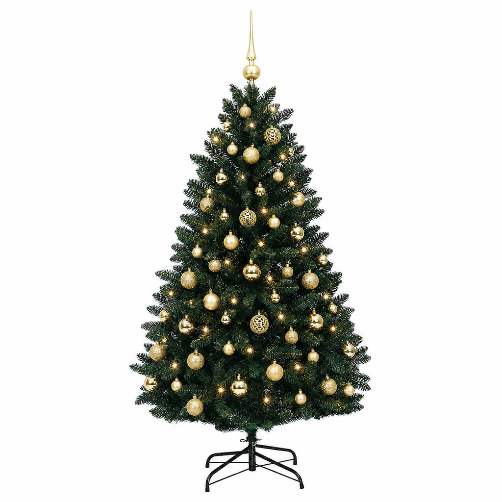 vidaXL Sztuczna choinka ciemnozielona z bombkami 150 cm 150 LED