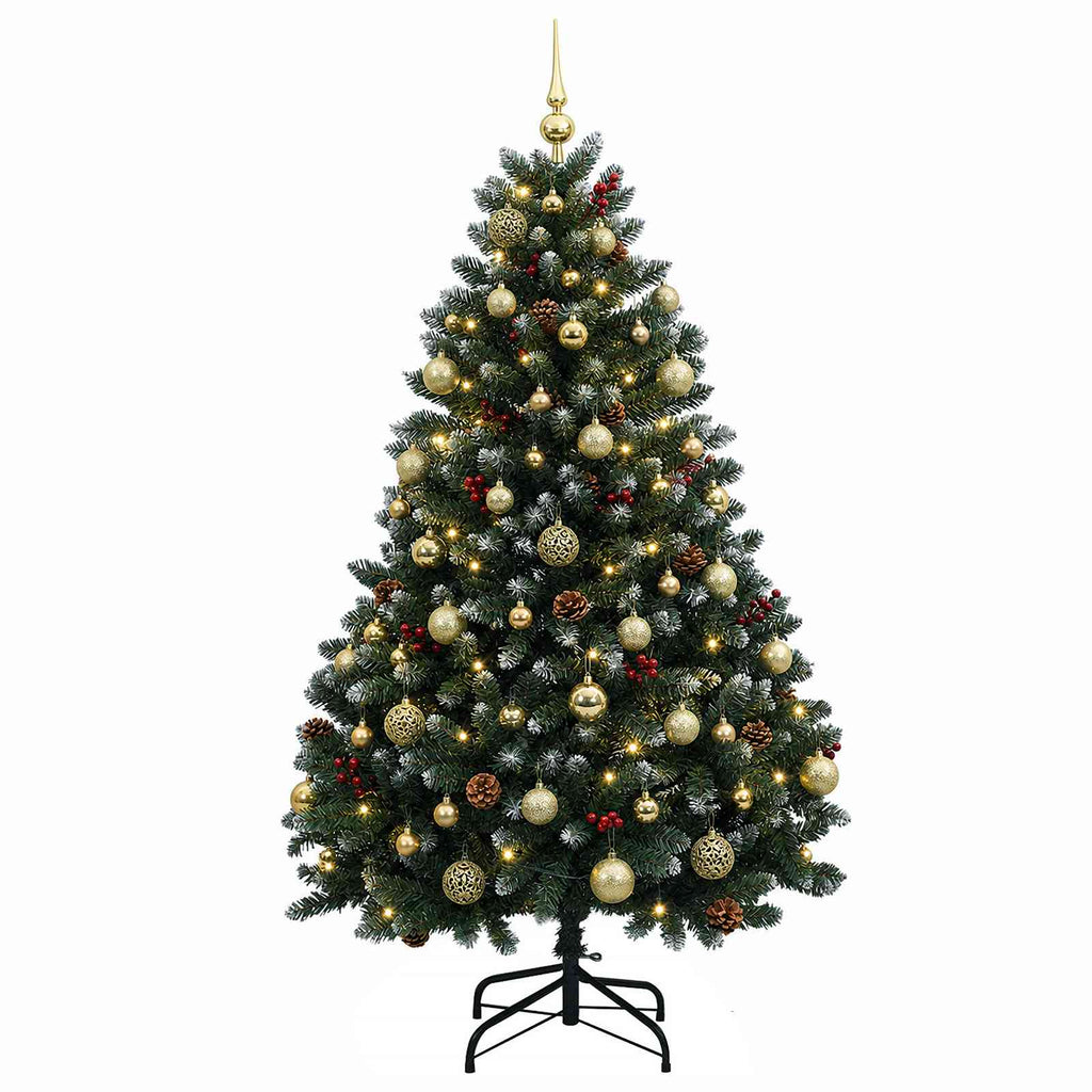 vidaXL Sztuczna choinka zielona z bombkami 150 cm 150 LED Ciepła biel