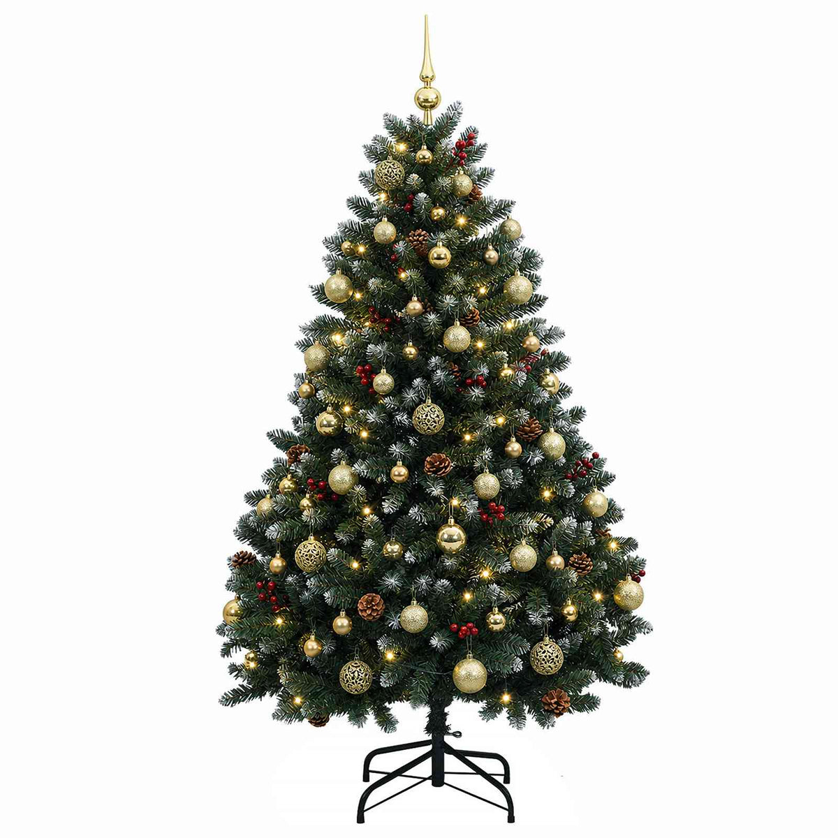 vidaXL Sztuczna choinka zielona z bombkami 150 cm 150 LED Ciepła biel