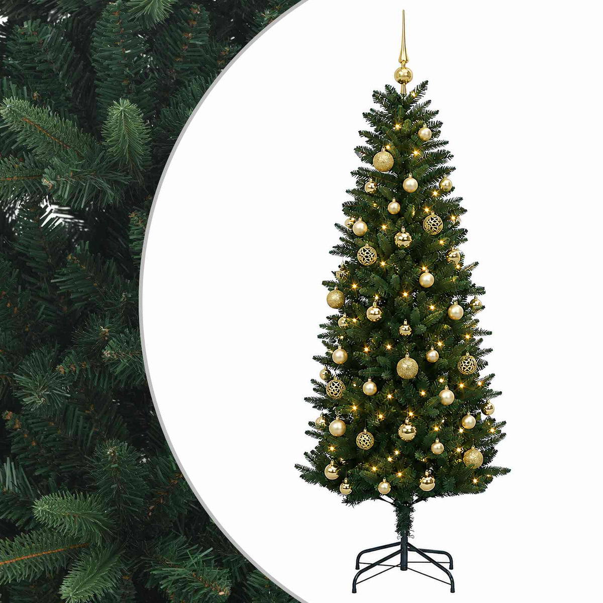 vidaXL Sztuczna choinka z bombkami 120 cm 150 LED Ciepła biel PE i PVC