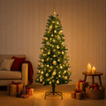 vidaXL Sztuczna choinka z bombkami 150 cm 150 LED Ciepła biel PE i PVC