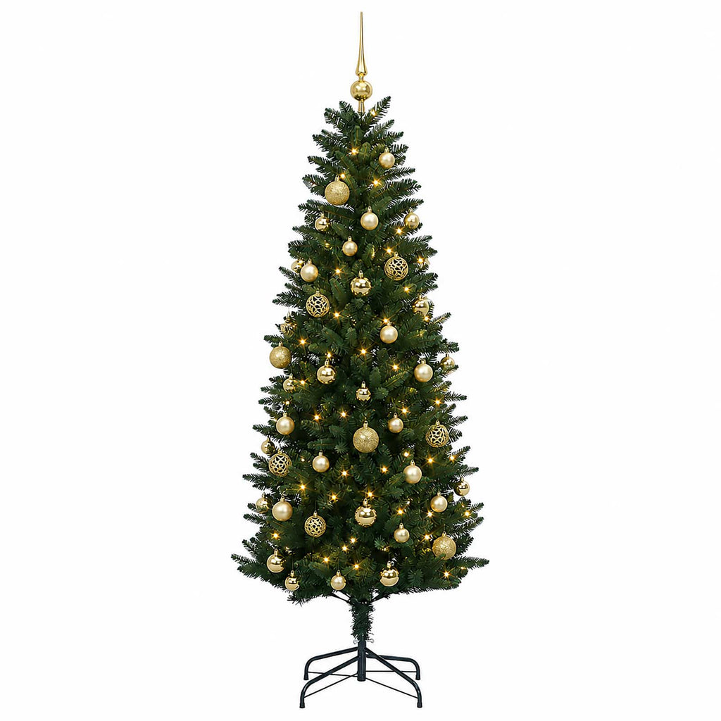 vidaXL Sztuczna choinka z bombkami 150 cm 150 LED Ciepła biel PE i PVC