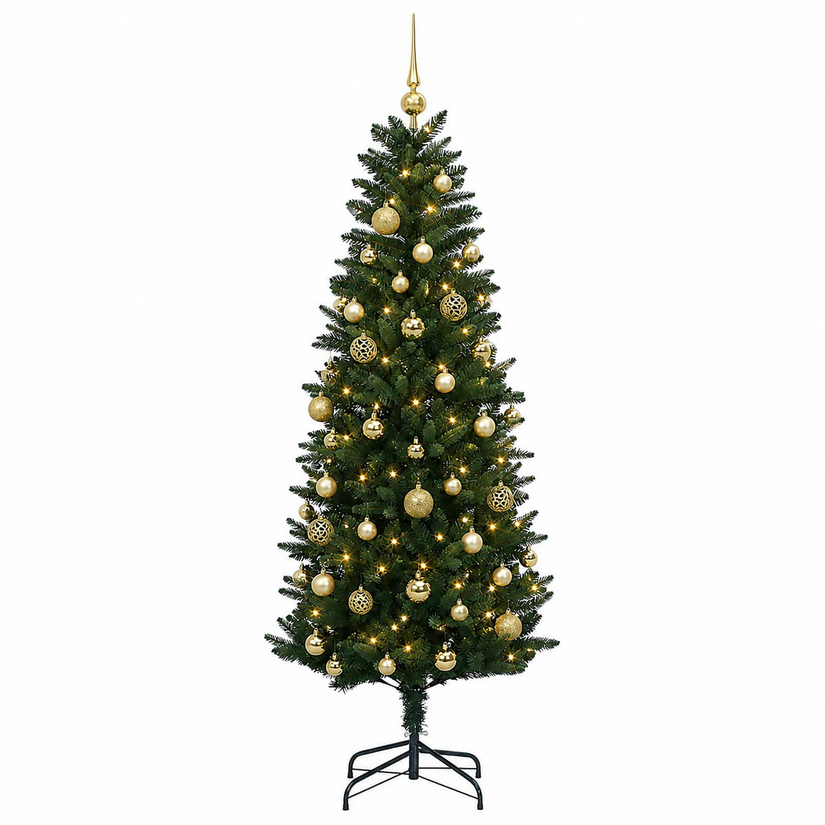 vidaXL Sztuczna choinka z bombkami 150 cm 150 LED Ciepła biel PE i PVC