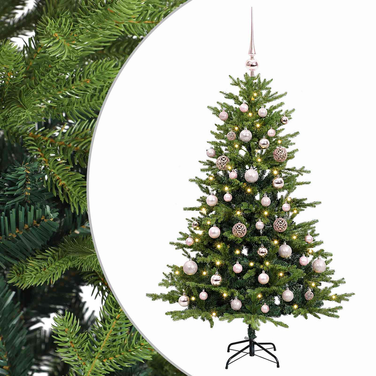 vidaXL Sztuczna choinka z bombkami 150 cm 150 LED Ciepła biel