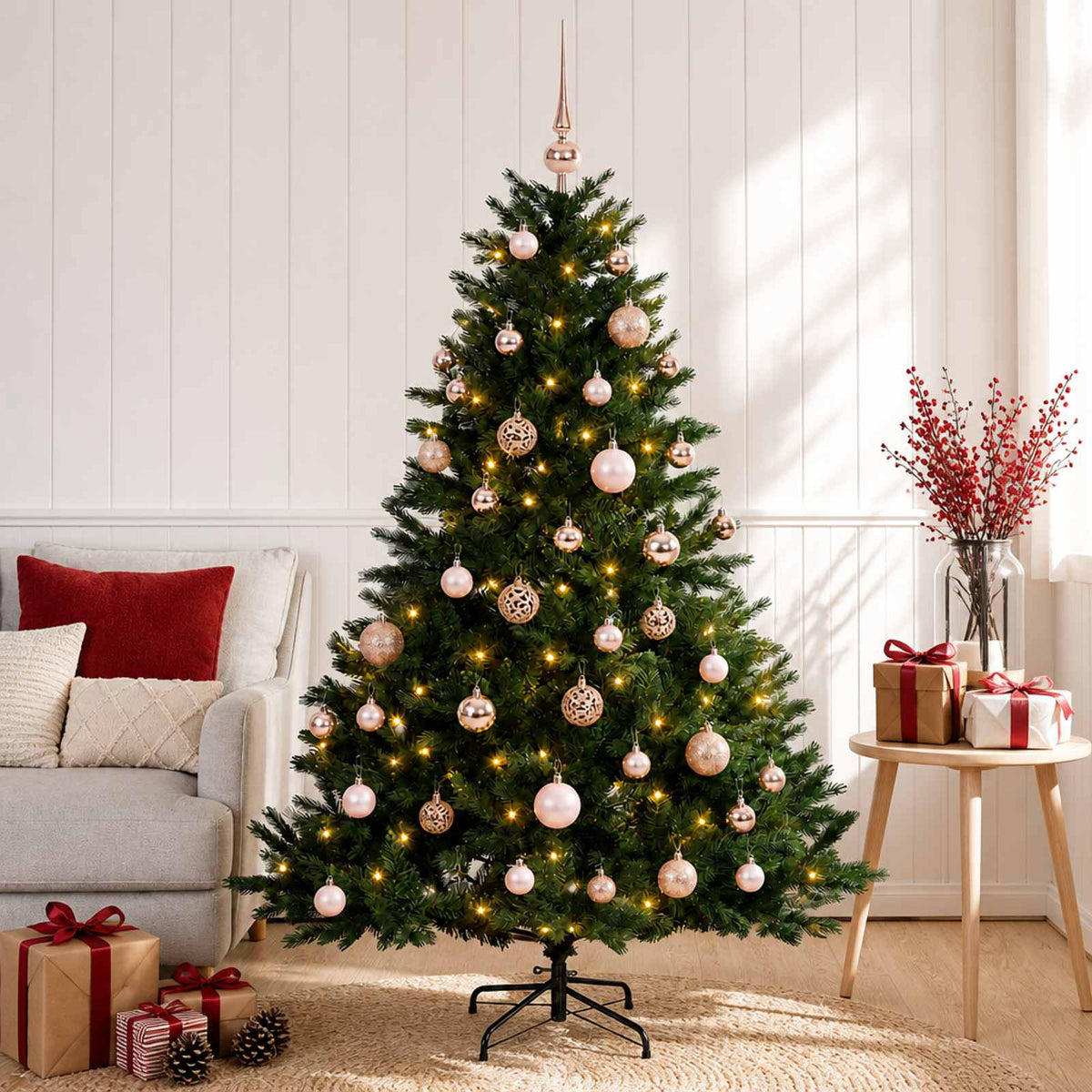 vidaXL Sztuczna choinka z bombką 150 cm 150 LED Ciepła biel