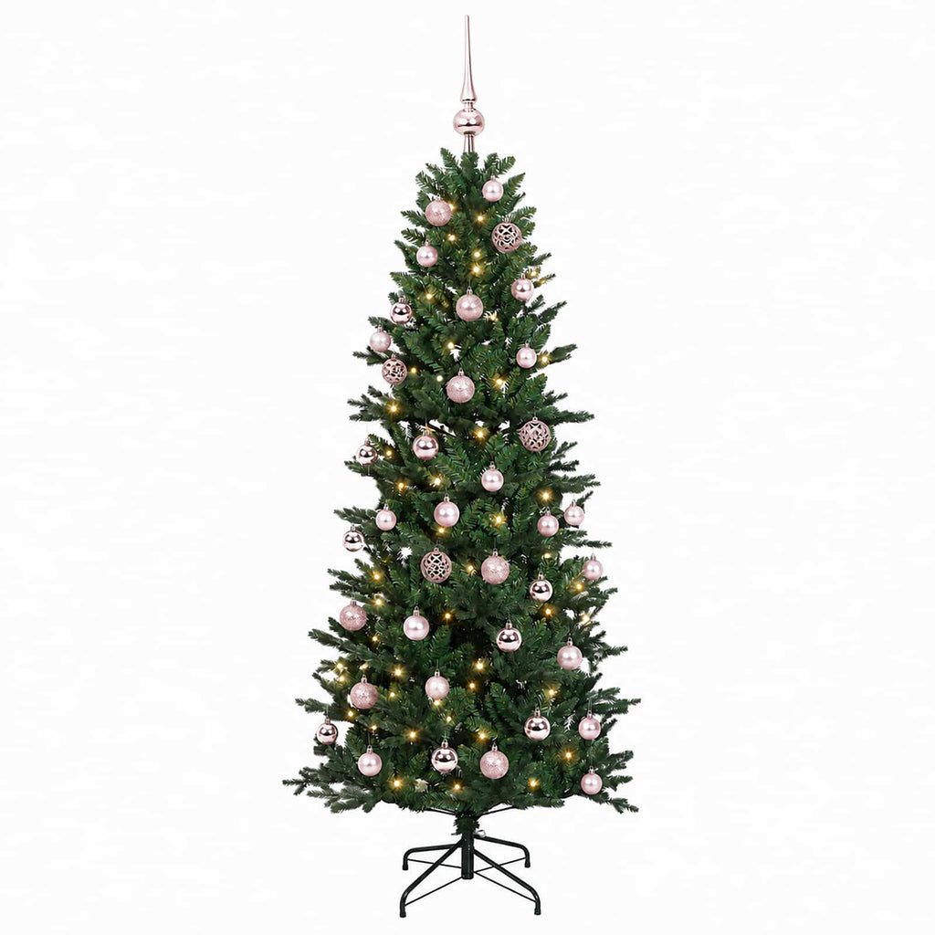 vidaXL Sztuczna choinka z bombką 120 cm 150 LED Ciepła biel PVC i PE