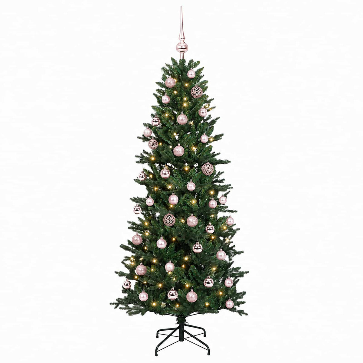 vidaXL Sztuczna choinka z bombką 120 cm 150 LED Ciepła biel PVC i PE