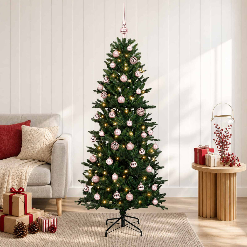 vidaXL Sztuczna choinka z bombką 120 cm 150 LED Ciepła biel PVC i PE