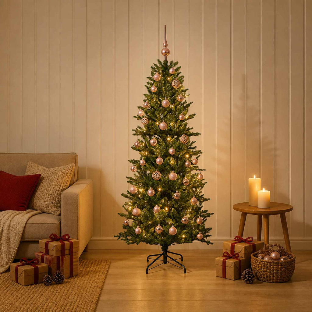 vidaXL Sztuczna choinka z bombką 120 cm 150 LED Ciepła biel PVC i PE