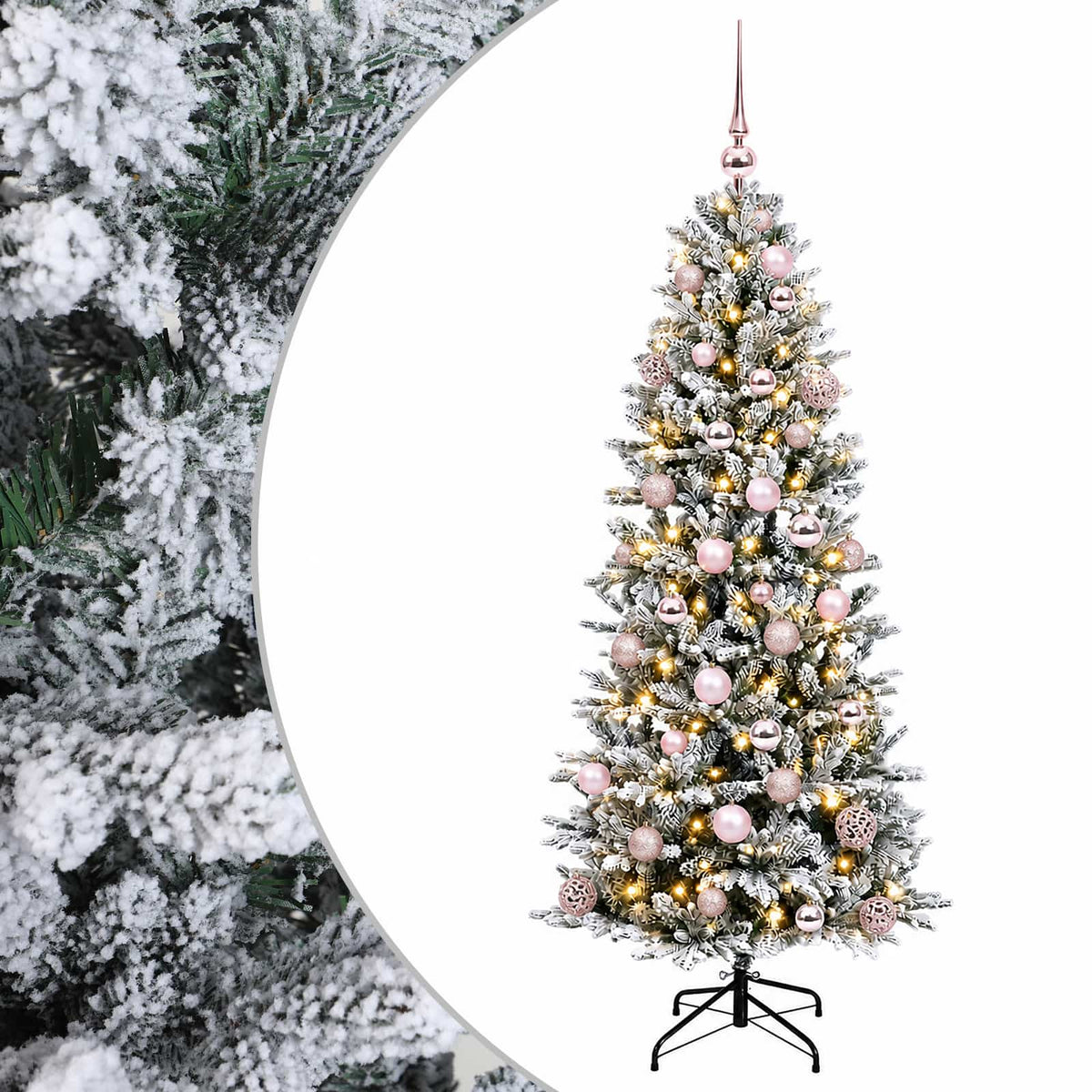 vidaXL Sztuczna choinka z bombką 150 cm 150 LED Ciepła biel PVC i PE