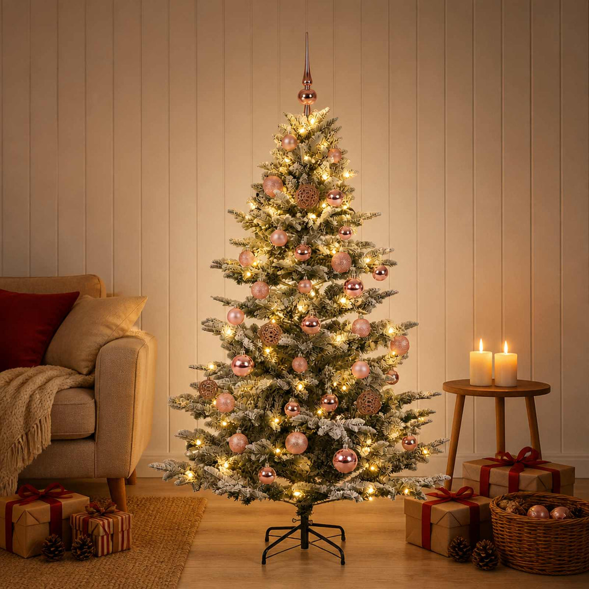 vidaXL Sztuczna choinka z bombką 150 cm 150 LED Ciepła biel PE i PVC