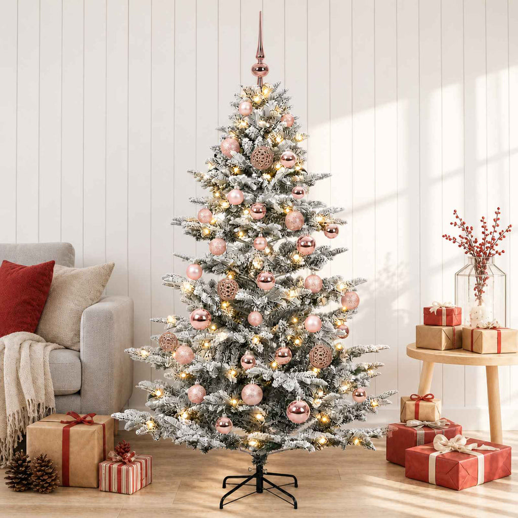 vidaXL Sztuczna choinka z bombką 150 cm 150 LED Ciepła biel PE i PVC