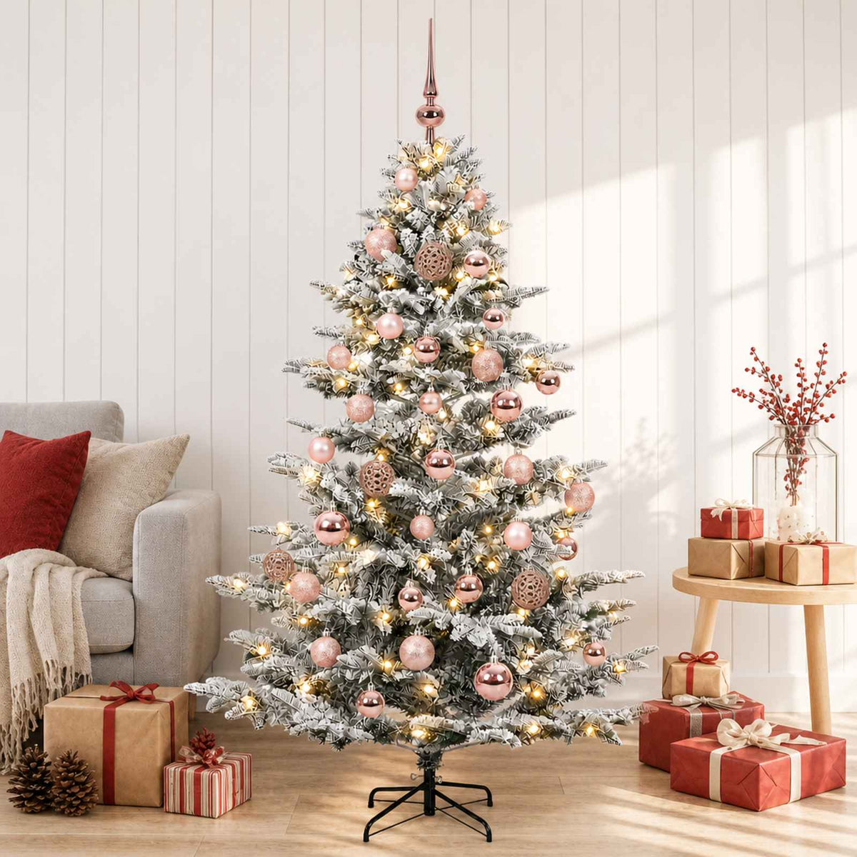 vidaXL Sztuczna choinka z bombką 150 cm 150 LED Ciepła biel PE i PVC