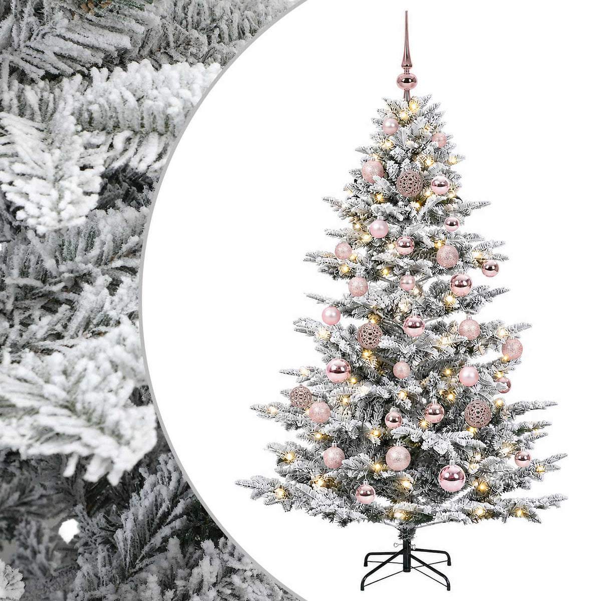 vidaXL Sztuczna choinka z bombką 150 cm 150 LED Ciepła biel PE i PVC