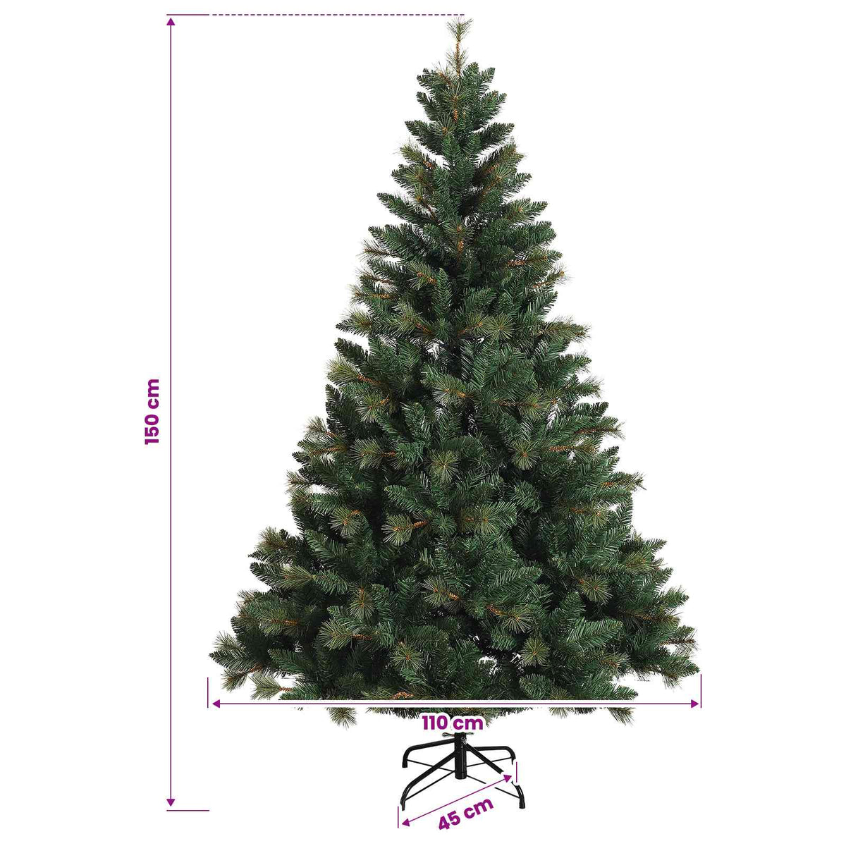vidaXL Sztuczna choinka z bombkami 150 cm 150 LED Ciepła biel