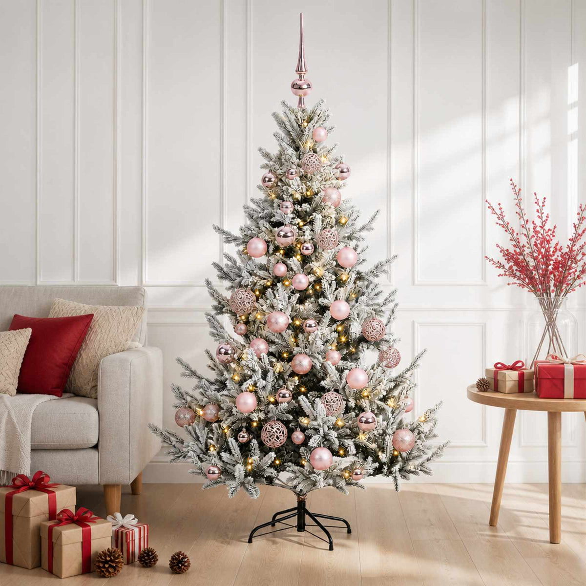 vidaXL Sztuczna choinka z bombką 120 cm 150 LED Ciepła biel
