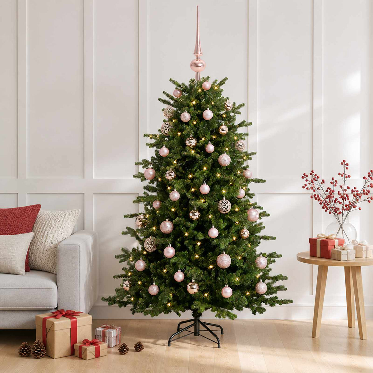vidaXL Sztuczna choinka z bombką 150 cm 150 LED Ciepła biel