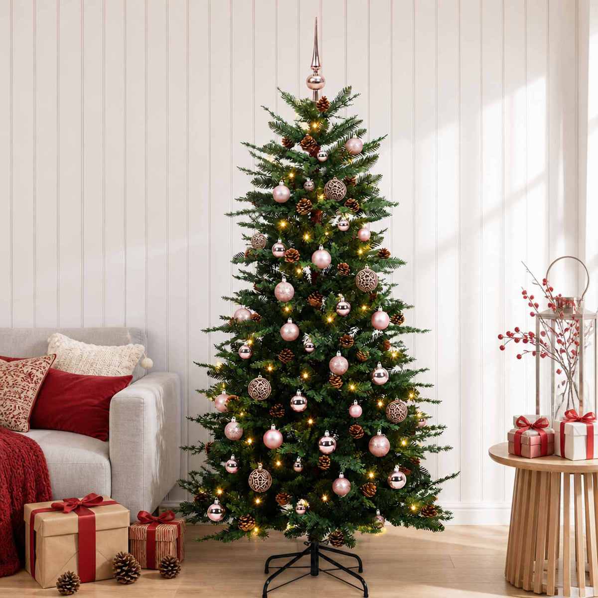 vidaXL Sztuczna choinka z zawiasami 150 cm 150 LED Ciepła biel