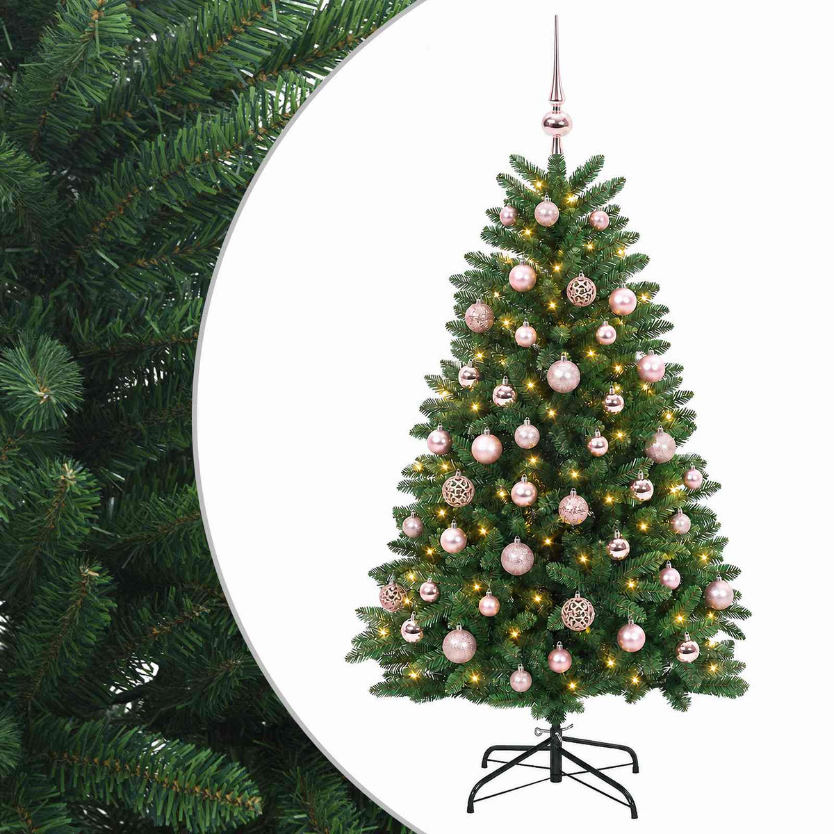 vidaXL Sztuczna choinka, średniozielona, z bombkami 150 cm 150 LED