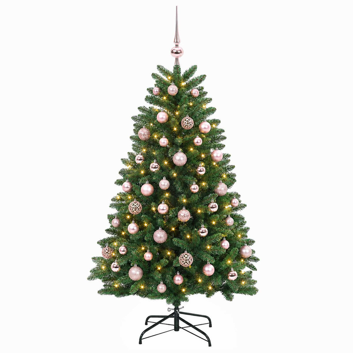 vidaXL Sztuczna choinka, średniozielona, z bombkami 150 cm 150 LED