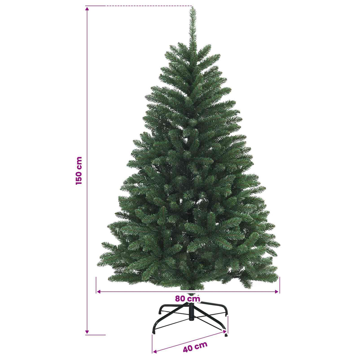 vidaXL Sztuczna choinka, średniozielona, z bombkami 150 cm 150 LED