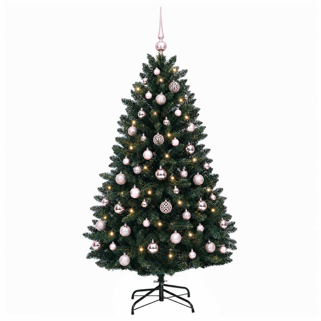 vidaXL Sztuczna choinka ciemnozielona z bombkami 150 cm 150 LED