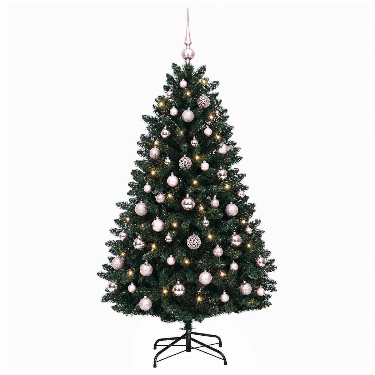 vidaXL Sztuczna choinka ciemnozielona z bombkami 150 cm 150 LED
