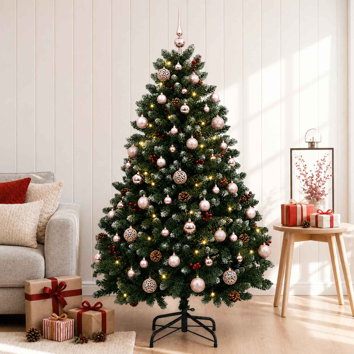 vidaXL Sztuczna choinka zielona z bombką 150 cm 150 LED Ciepła biel