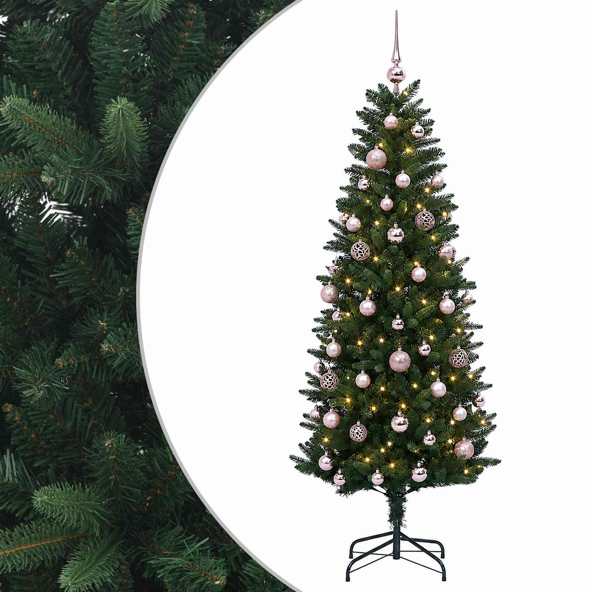 vidaXL Sztuczna choinka z bombkami 120 cm 150 LED Ciepła biel PE i PVC