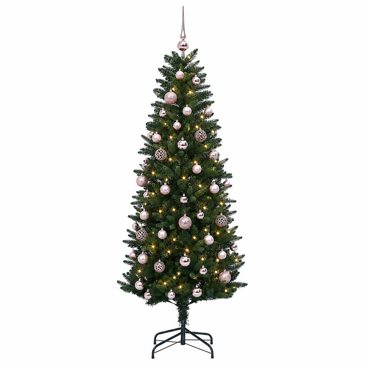 vidaXL Sztuczna choinka z bombkami 120 cm 150 LED Ciepła biel PE i PVC