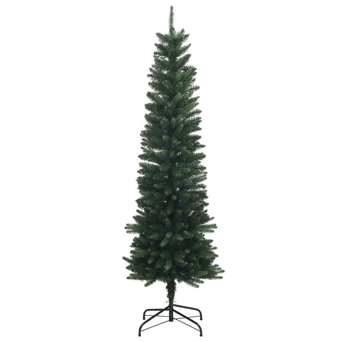 vidaXL Sztuczna wąska choinka z bombkami 120 cm 150 LED Ciepła biel