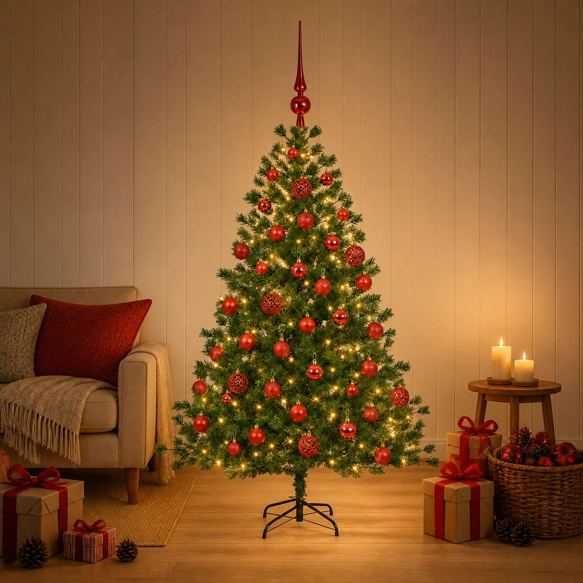vidaXL Sztuczna choinka z bombką 150 cm 150 LED Ciepła biel