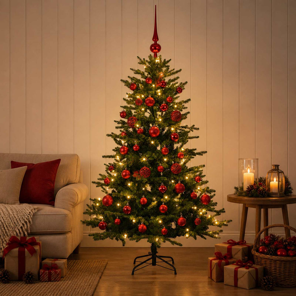 vidaXL Sztuczna choinka z bombkami 120 cm 150 LED Ciepła biel