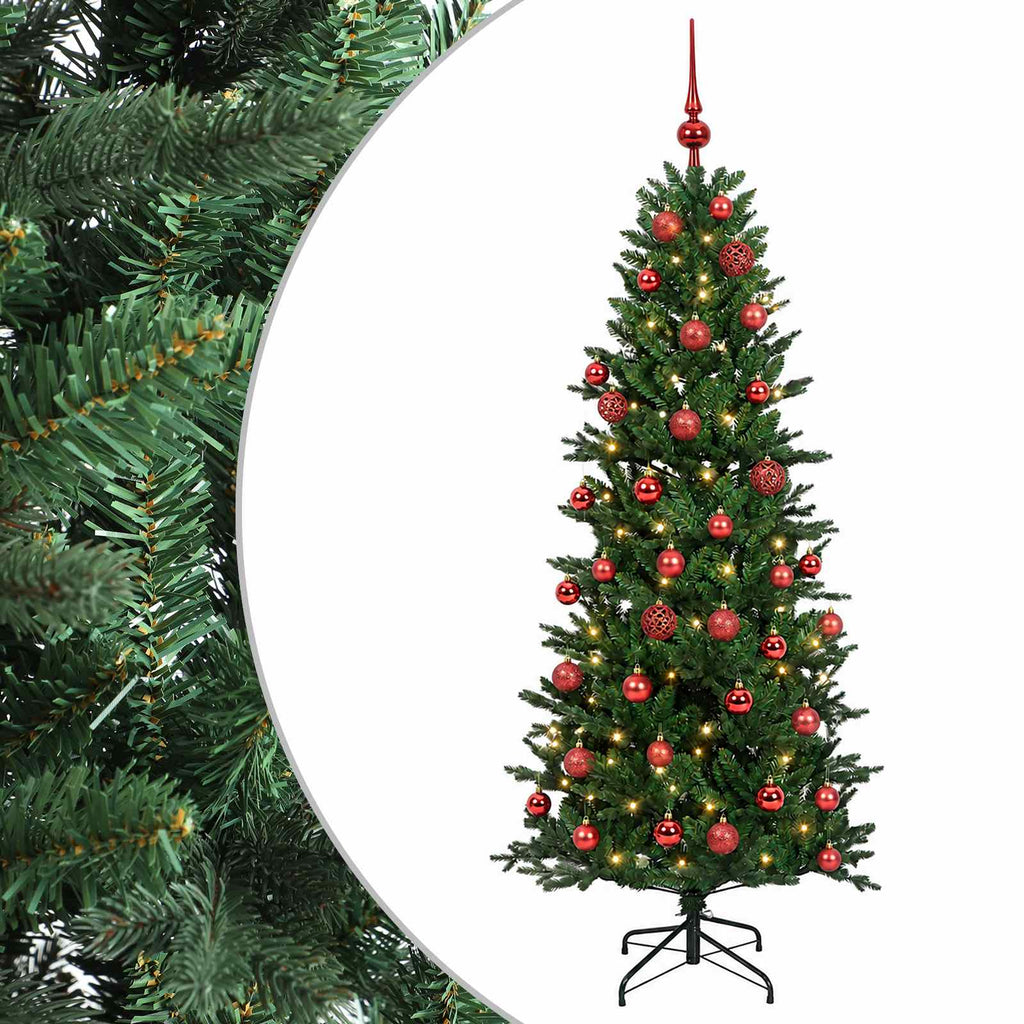 vidaXL Sztuczna choinka z bombką 150 cm 150 LED Ciepła biel PVC i PE