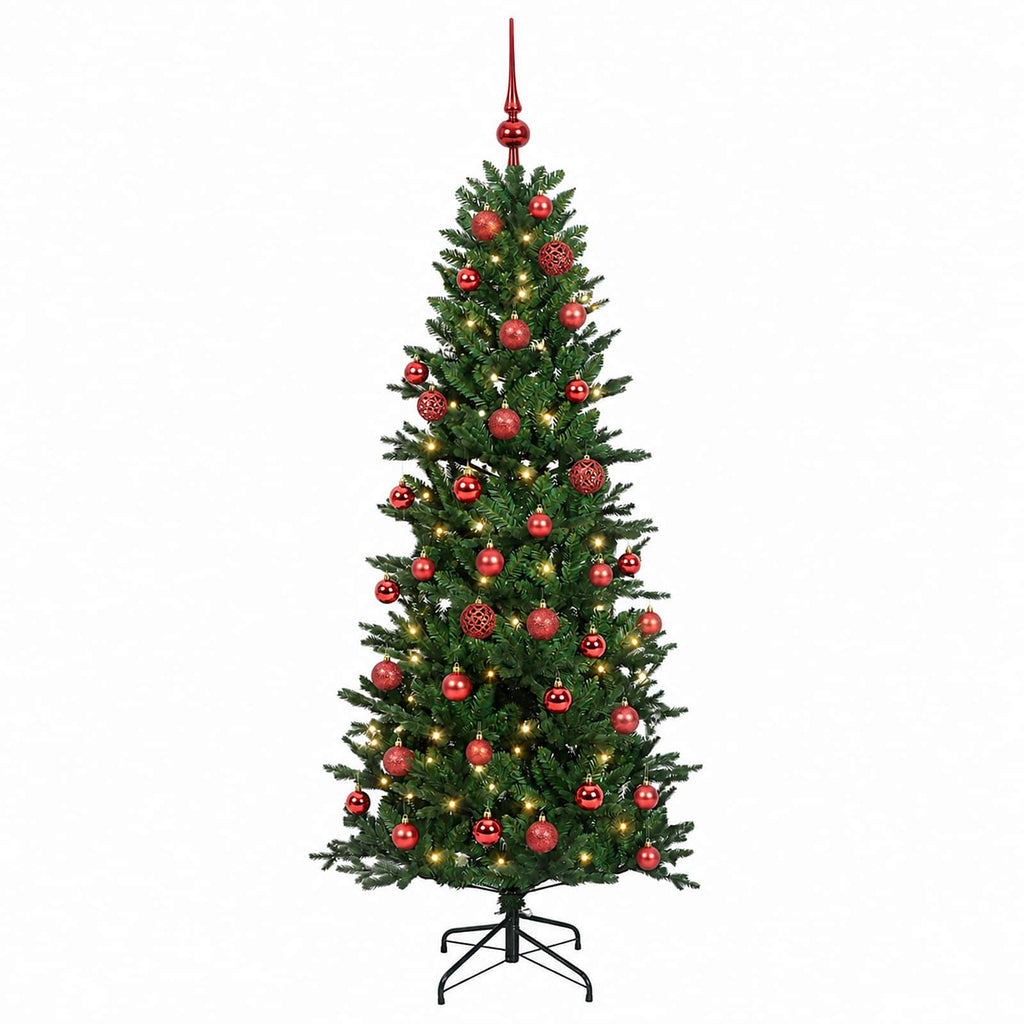 vidaXL Sztuczna choinka z bombką 150 cm 150 LED Ciepła biel PVC i PE