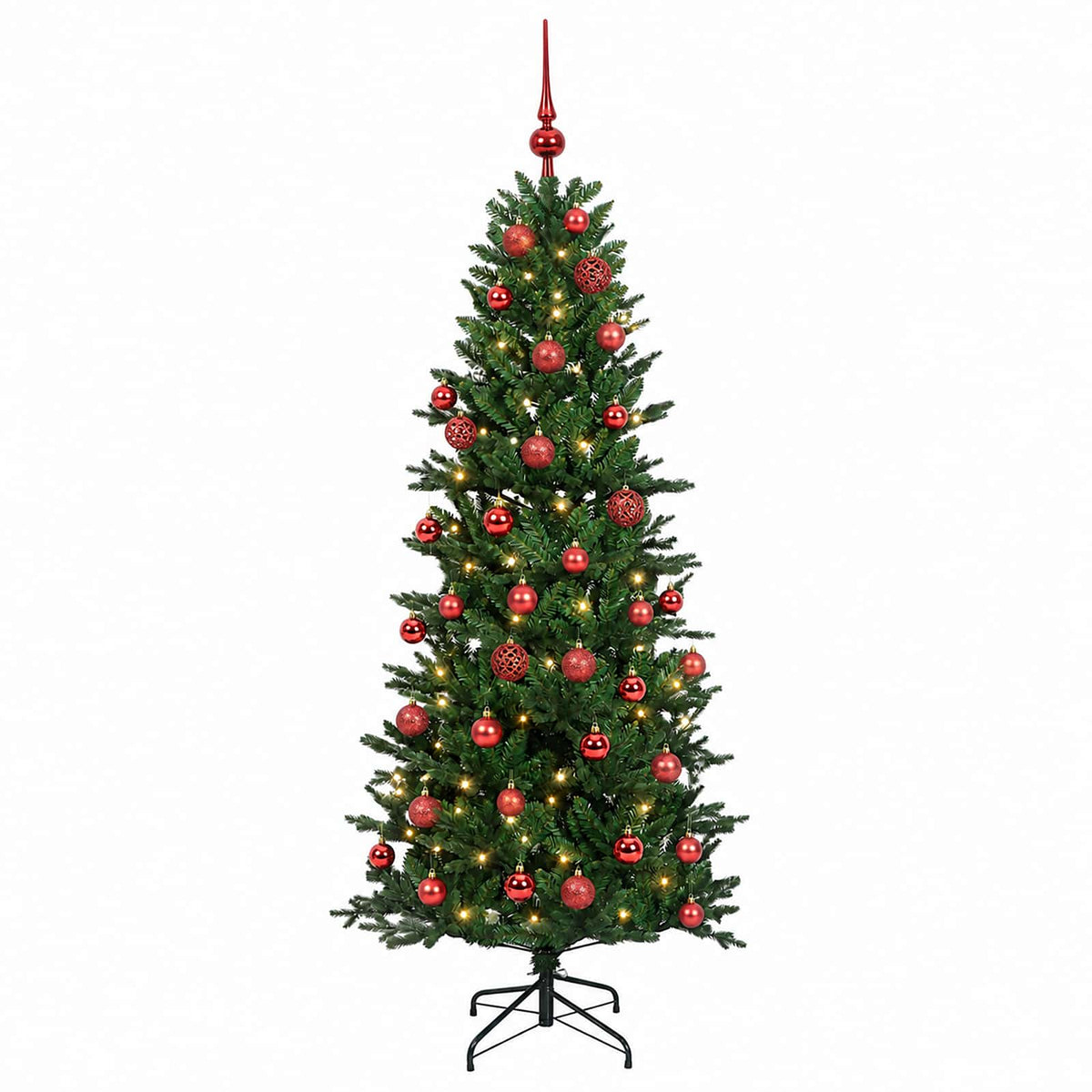 vidaXL Sztuczna choinka z bombką 150 cm 150 LED Ciepła biel PVC i PE