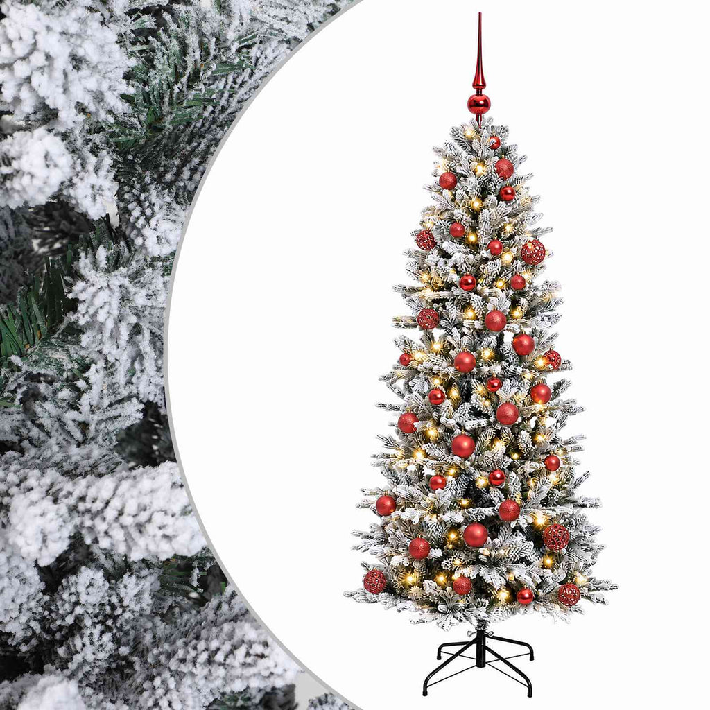 vidaXL Sztuczna choinka z bombką 150 cm 150 LED Ciepła biel PVC i PE